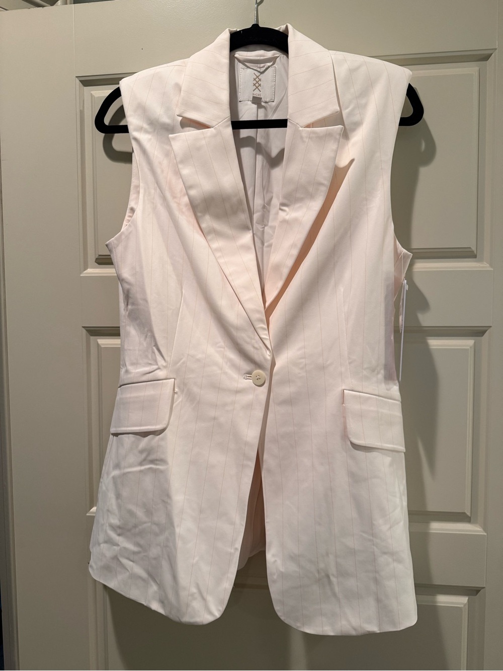 Rhone Commuter Sleeveless Cream Pinstripe Blazer Vest NWT - Picture 3 of 4